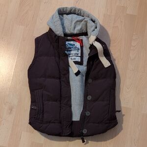 Superdry Dark Pirple Vest with Heather Hood